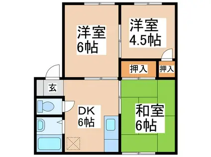 クリーンハイムあかすな(3DK/2階)の間取り写真