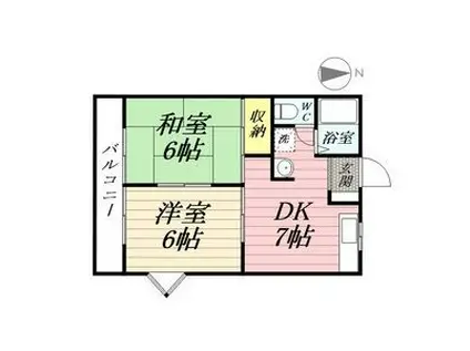 第5磯部コーポ(2DK/2階)の間取り写真