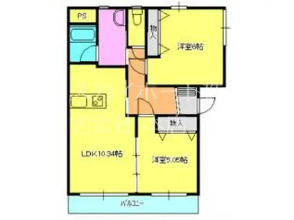 ル・シェモア(2LDK/1階)の間取り写真