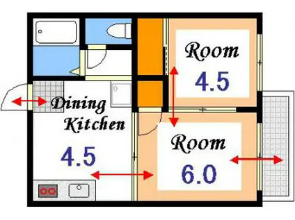 コーポ小林 A(2DK/1階)の間取り写真