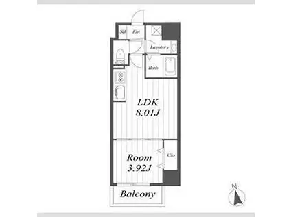 オルフェア都島(1LDK/4階)の間取り写真