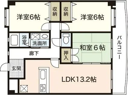 グロリオーサ(3LDK/3階)の間取り写真