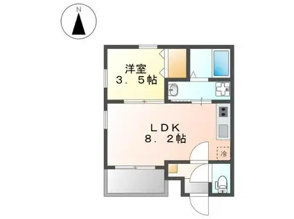 CHERIM 本陣十王町 サウス(1LDK/2階)の間取り写真