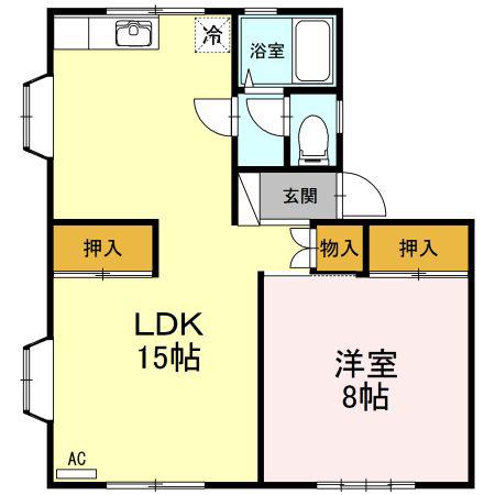 アメニティ津志田B(1LDK/1階)の間取り写真