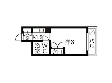 サンコートにしび(1K/4階)の間取り写真