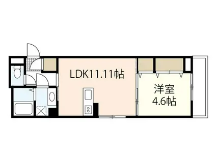 LCREW舟入南(1LDK/1階)の間取り写真