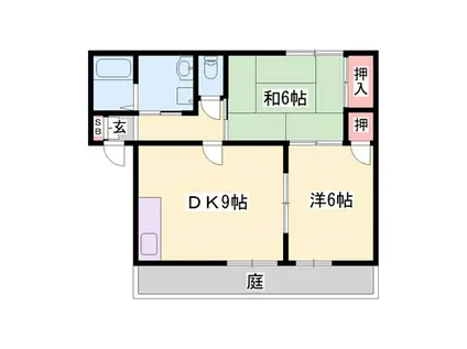 パストラルハイツA棟(2DK/1階)の間取り写真