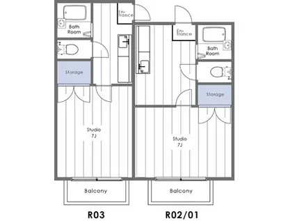 コンフォート21(1K/1階)の間取り写真
