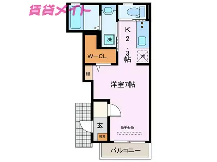 ラヴニール(1K/1階)の間取り写真