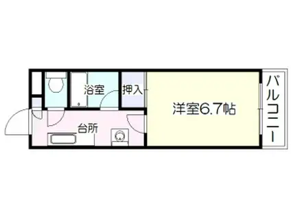 メゾンドール八木山弥生町(1K/2階)の間取り写真