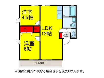 オリエンタルコートI(2LDK/2階)の間取り写真