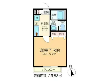 メゾンラフィーネ(1K/1階)の間取り写真