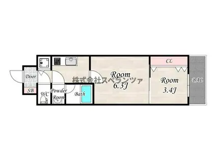 スプランディッドVIII(1DK/9階)の間取り写真