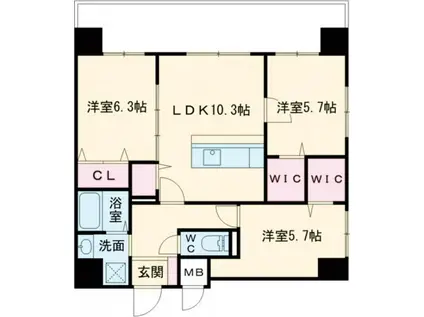 ルークス紅梅(3LDK/9階)の間取り写真