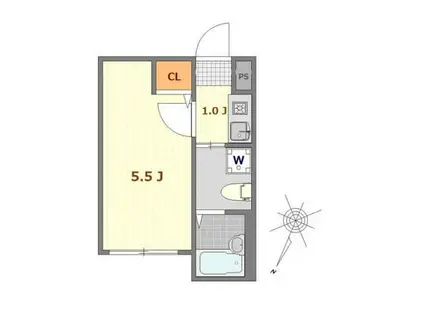 エスポワール綾瀬壱番館(1K/2階)の間取り写真
