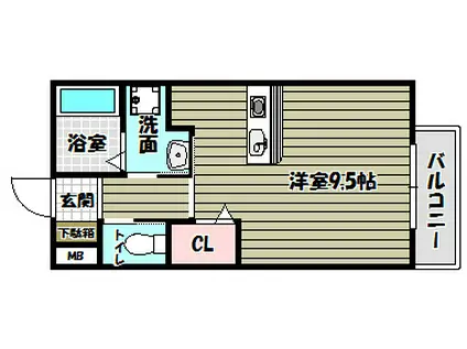 プレジオ喜多町(1K/2階)の間取り写真