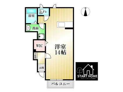 アルト アルベロA(ワンルーム/1階)の間取り写真