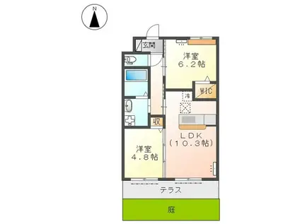ラムール ファミリアル(2LDK/1階)の間取り写真