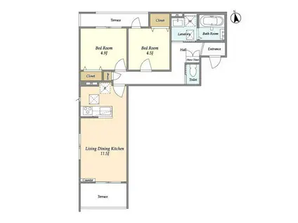 ワールドレジデンス(2LDK/1階)の間取り写真