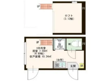 MOA池袋(ワンルーム/1階)の間取り写真