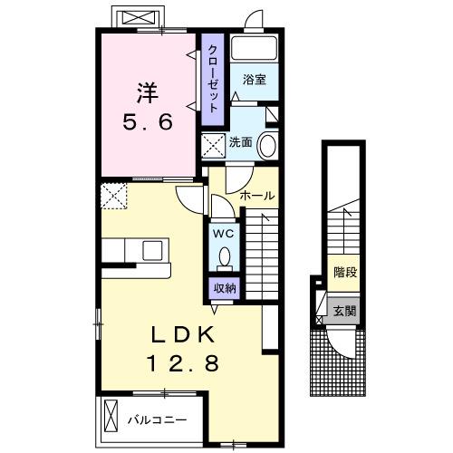 ANGE(1LDK/2階)の間取り写真
