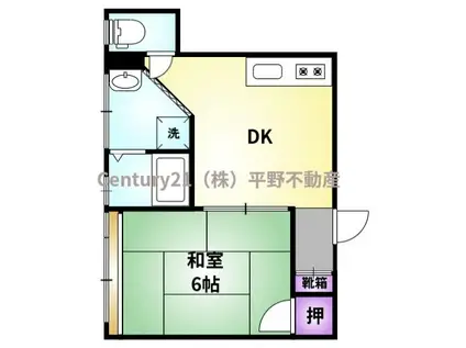 柳原ビル(1DK/2階)の間取り写真