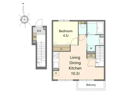 GRACE(1LDK/2階)の間取り写真