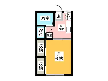 パークハイツ北鎌倉(1K/1階)の間取り写真