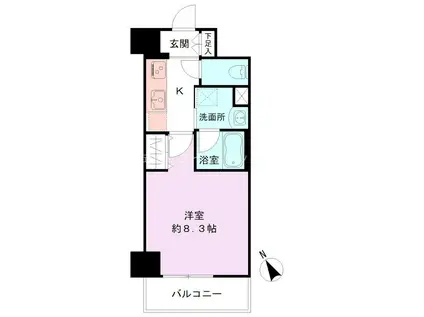 BUENA新潟萬代橋(1K/2階)の間取り写真