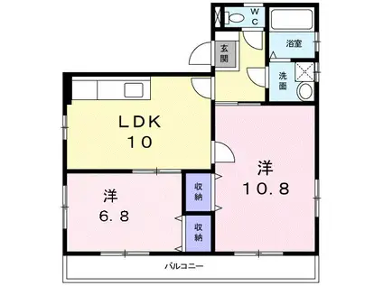 メゾンド日之出(2LDK/3階)の間取り写真