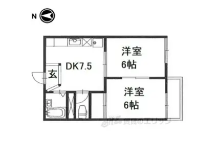 タウニィウエノ(2DK/2階)の間取り写真