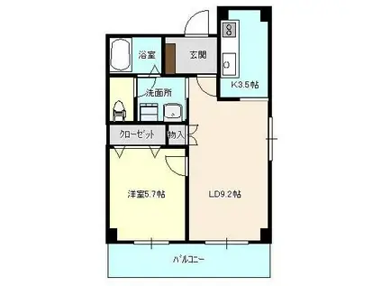 ウエルス細江(1LDK/2階)の間取り写真