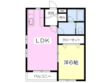 イーストステージ下栗(1LDK/3階)の間取り写真