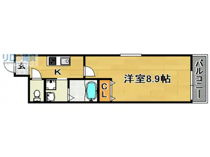 フジパレス北公園II番館(1K/1階)の間取り写真