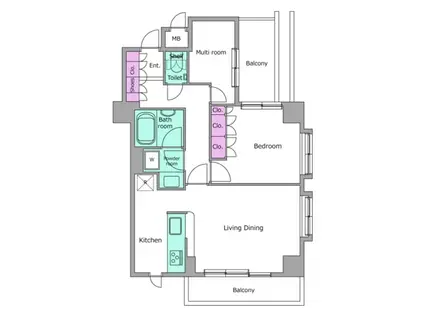 レジディア文京音羽(1LDK/4階)の間取り写真