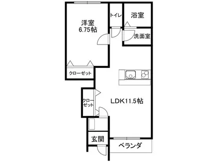 GRACE(1LDK/1階)の間取り写真