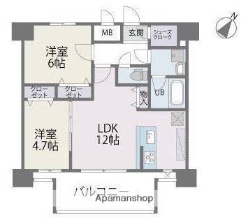 MODERN PALAZZO 博多デュオグランデウエスト(2LDK/9階)の間取り写真