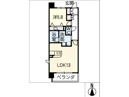 RADIANT FUJIGAOKA(1LDK/4階)の間取り写真
