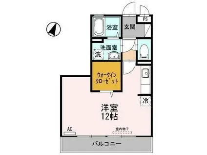 リファルジェント泉D棟(ワンルーム/1階)の間取り写真