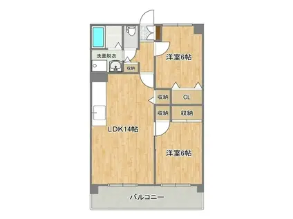 グランディール21(2LDK/4階)の間取り写真