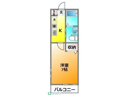 メゾン武蔵野(1K/1階)の間取り写真