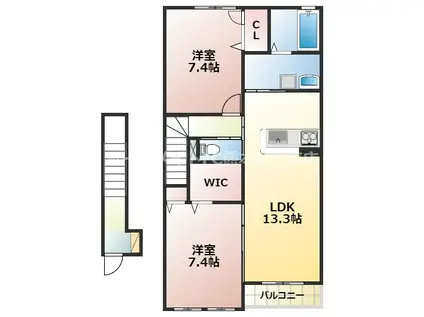 クレストールアベニューI(2LDK/2階)の間取り写真
