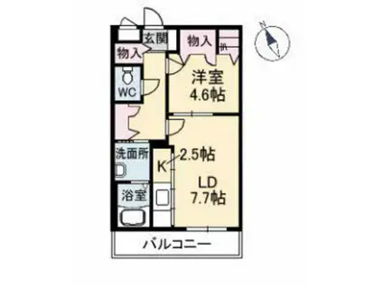 セレッソ庚午(1LDK/1階)の間取り写真
