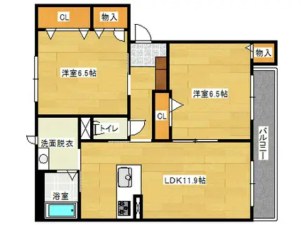 ラ・グラースN(1SLDK/3階)の間取り写真