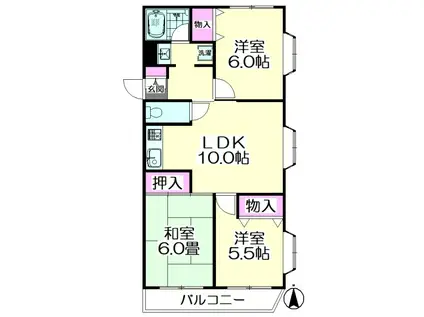 ベルウッドII(3LDK/3階)の間取り写真