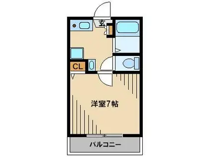 ディアコート岸町(1K/1階)の間取り写真