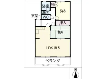 シャトー清城(2LDK/4階)の間取り写真