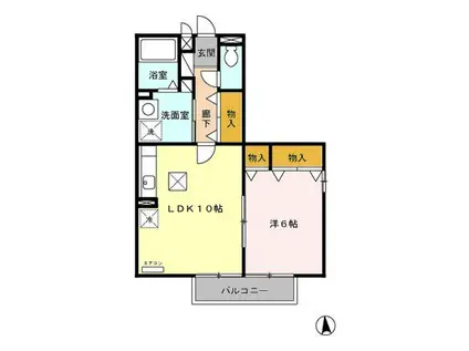 フォンテーヌS II(1LDK/1階)の間取り写真