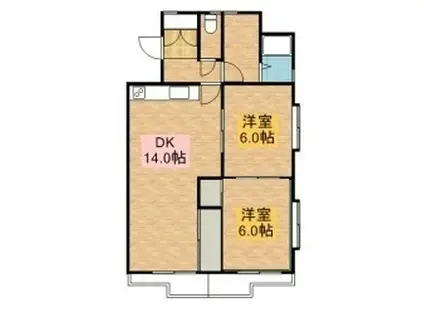 シャトーナミキIII(2LDK/2階)の間取り写真