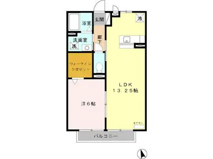 ヴァンコートV(1LDK/2階)の間取り写真